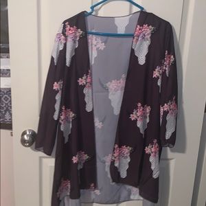 Maroon bull skull and flower cardigan. Size large